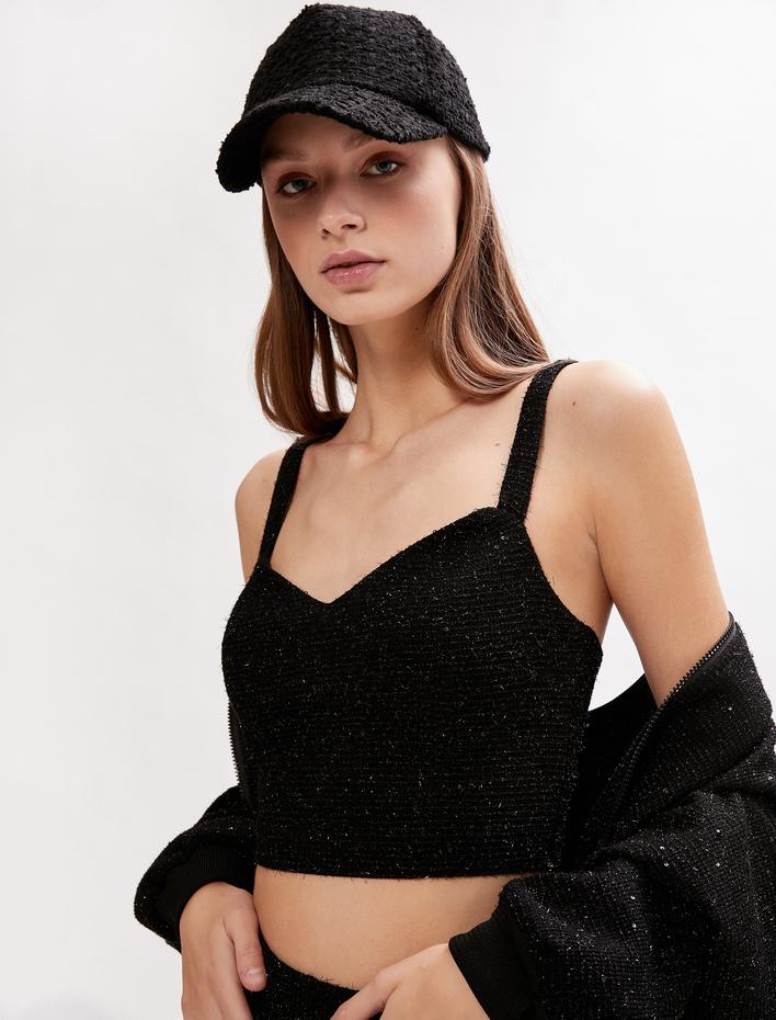  Pırıltılı Büstiyer Kalp Yaka