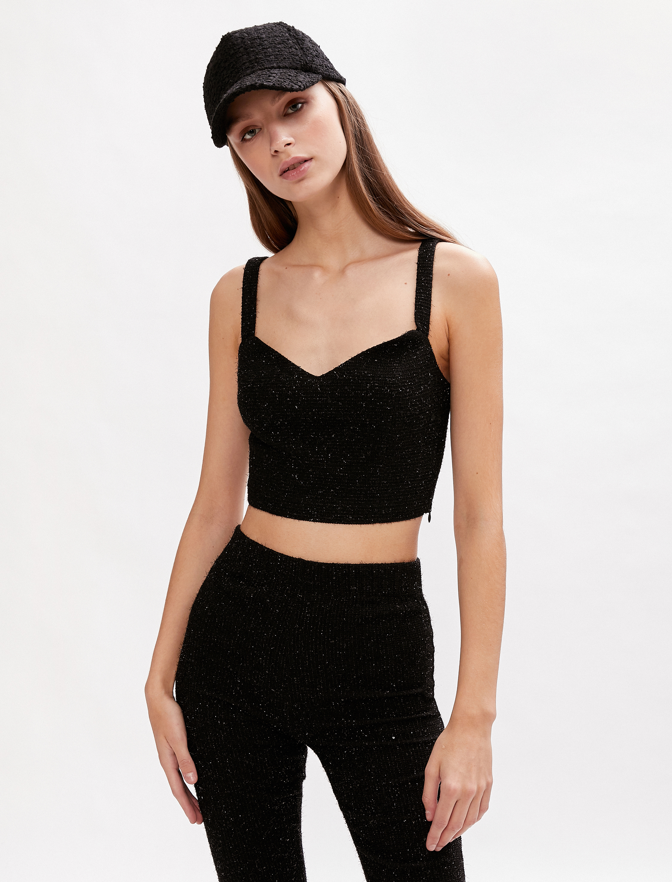   Pırıltılı Büstiyer Kalp Yaka