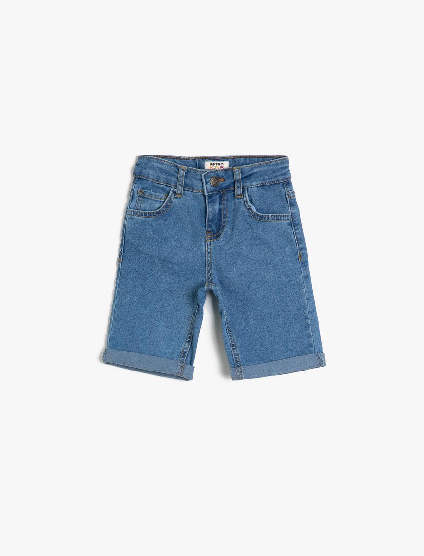  Erkek Çocuk Basic Normal Bel 5 Cep Basic Jean Şort