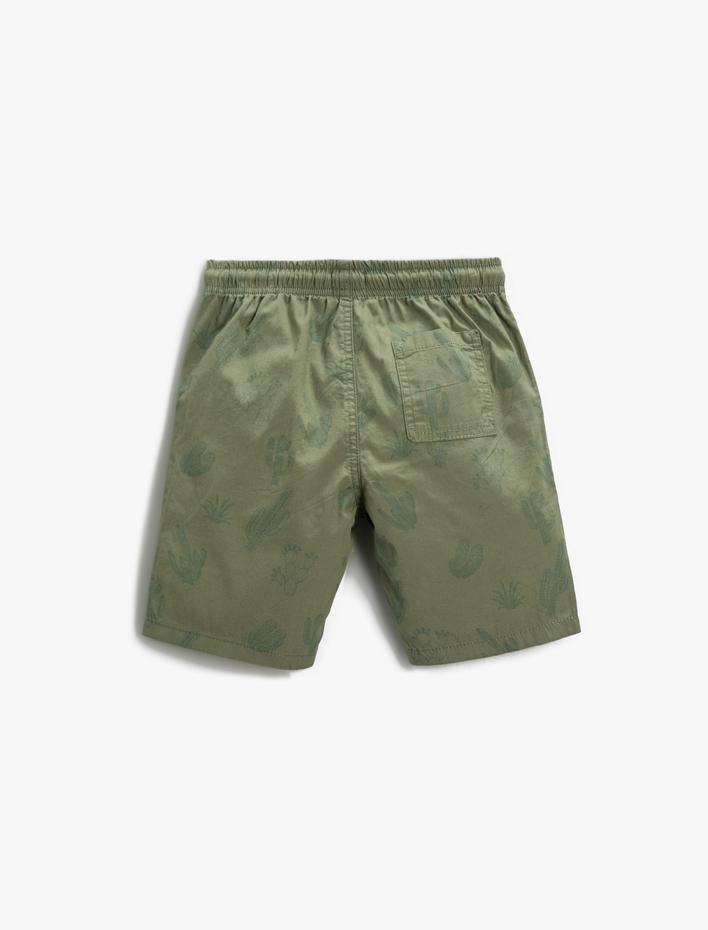 Erkek Çocuk Kaktüs Baskılı Şort Cepli Diz Üstü Pamuklu