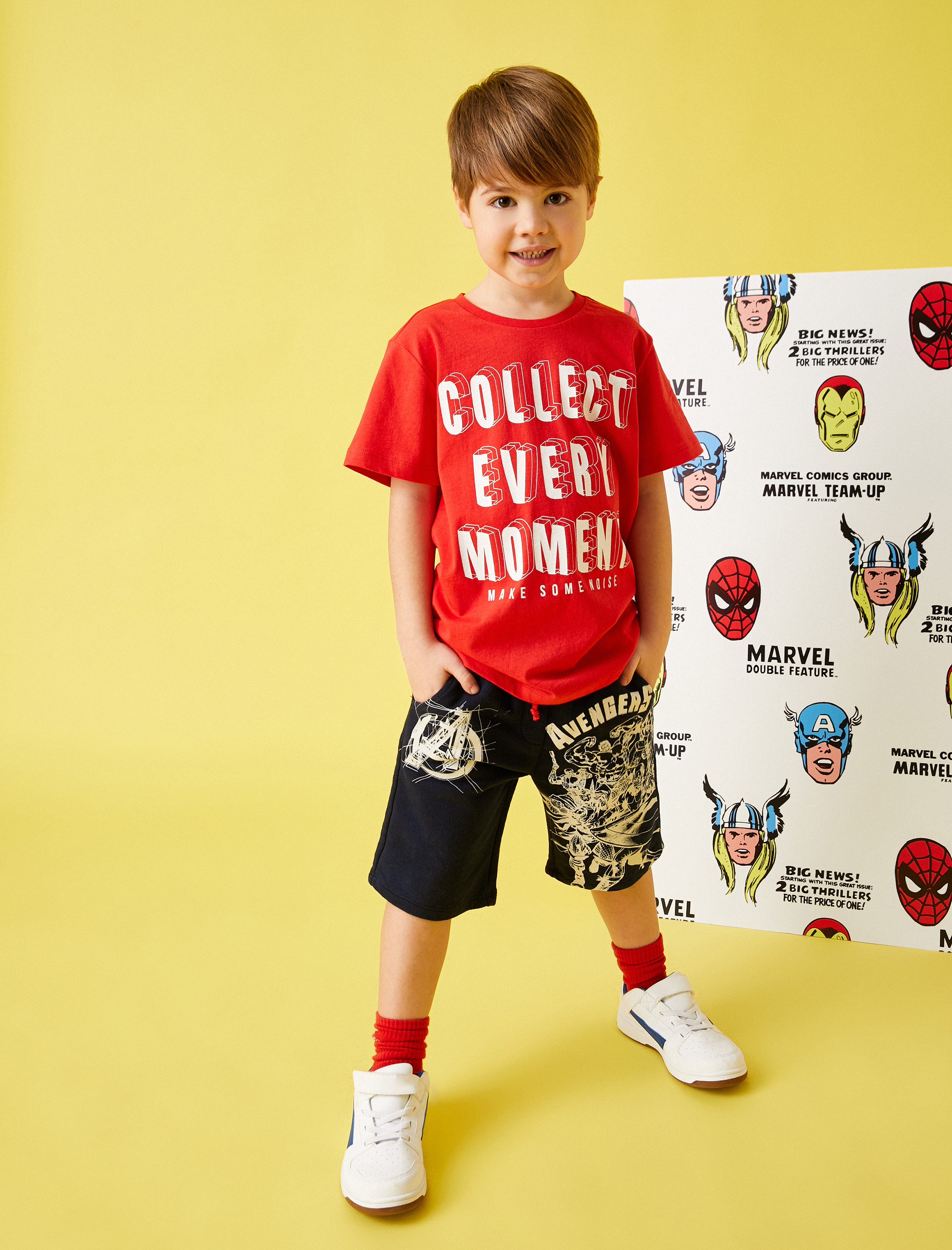  Erkek Çocuk Şort Pamuklu Marvel Baskılı Lisanslı