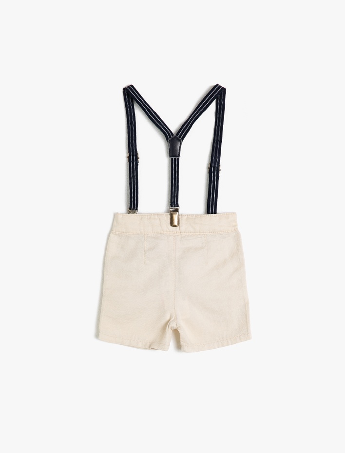 Erkek Bebek Askılı Cepli  Pamuk Şort