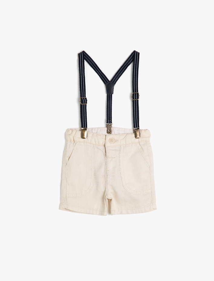 Erkek Bebek Askılı Cepli  Pamuk Şort