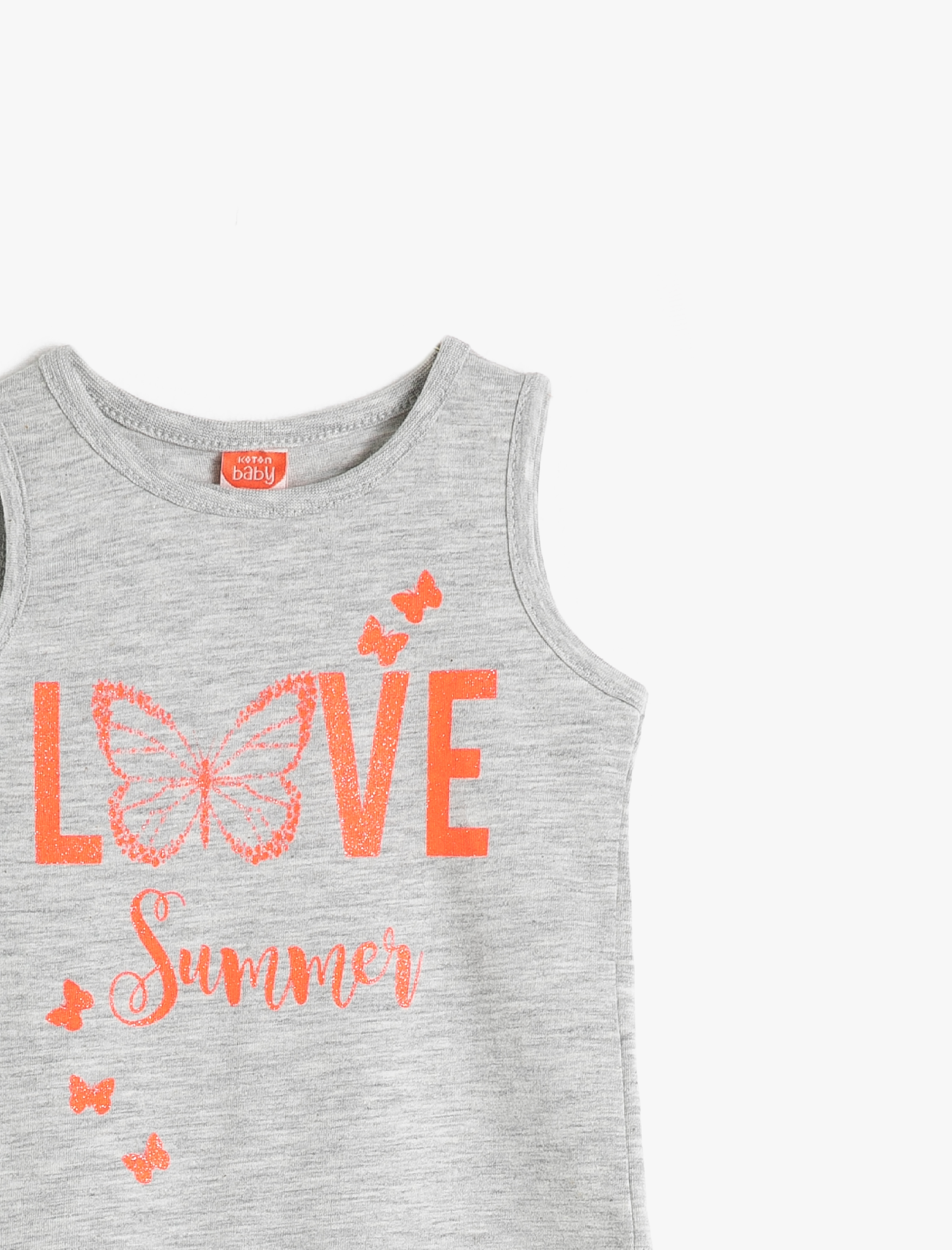  Kız Bebek Bisiklet Yaka Pamuklu Baskılı Atlet