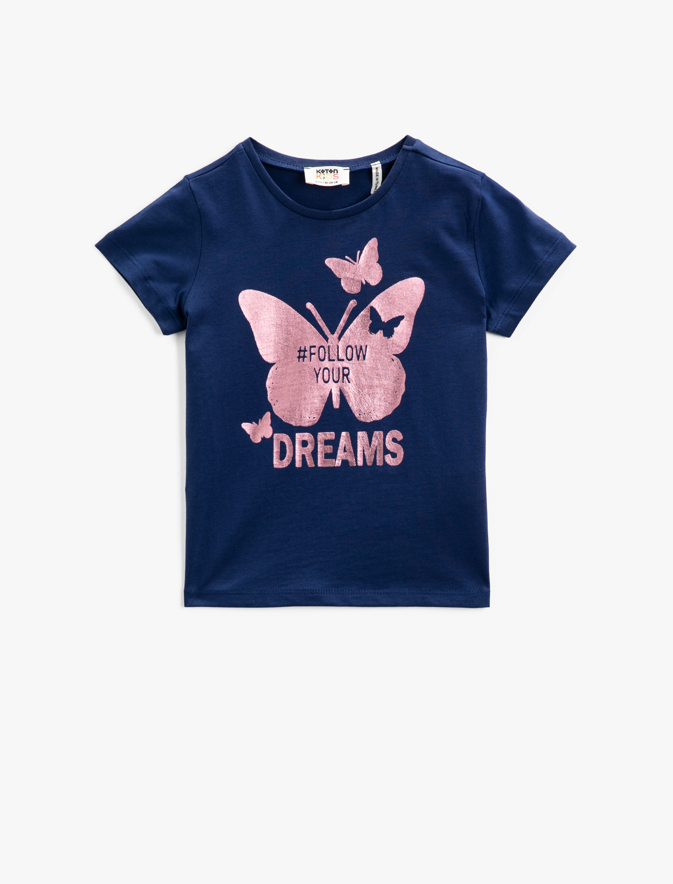  Kız Çocuk Bisiklet Yaka Tişört Kısa Kollu Baskılı Pamuklu