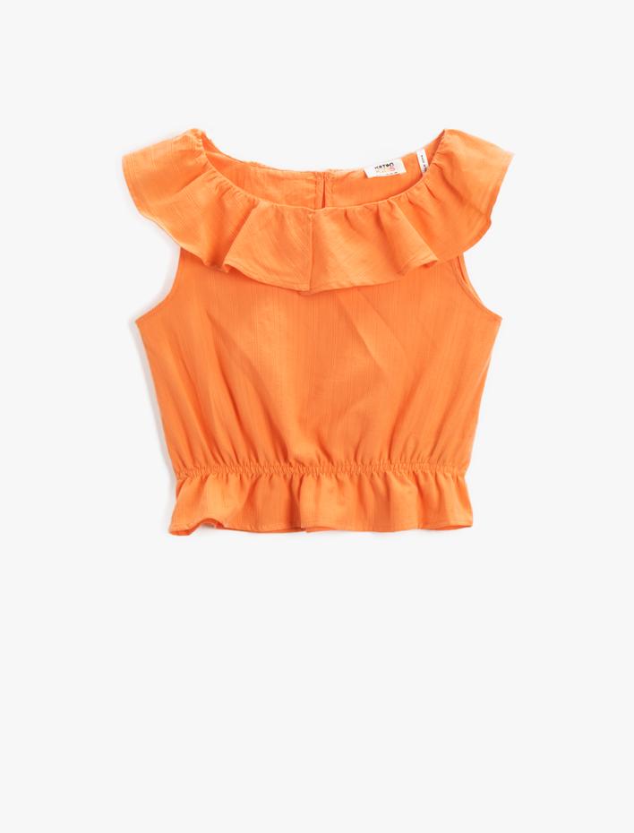 Kız Çocuk Fırfırlı Bluz Pamuklu