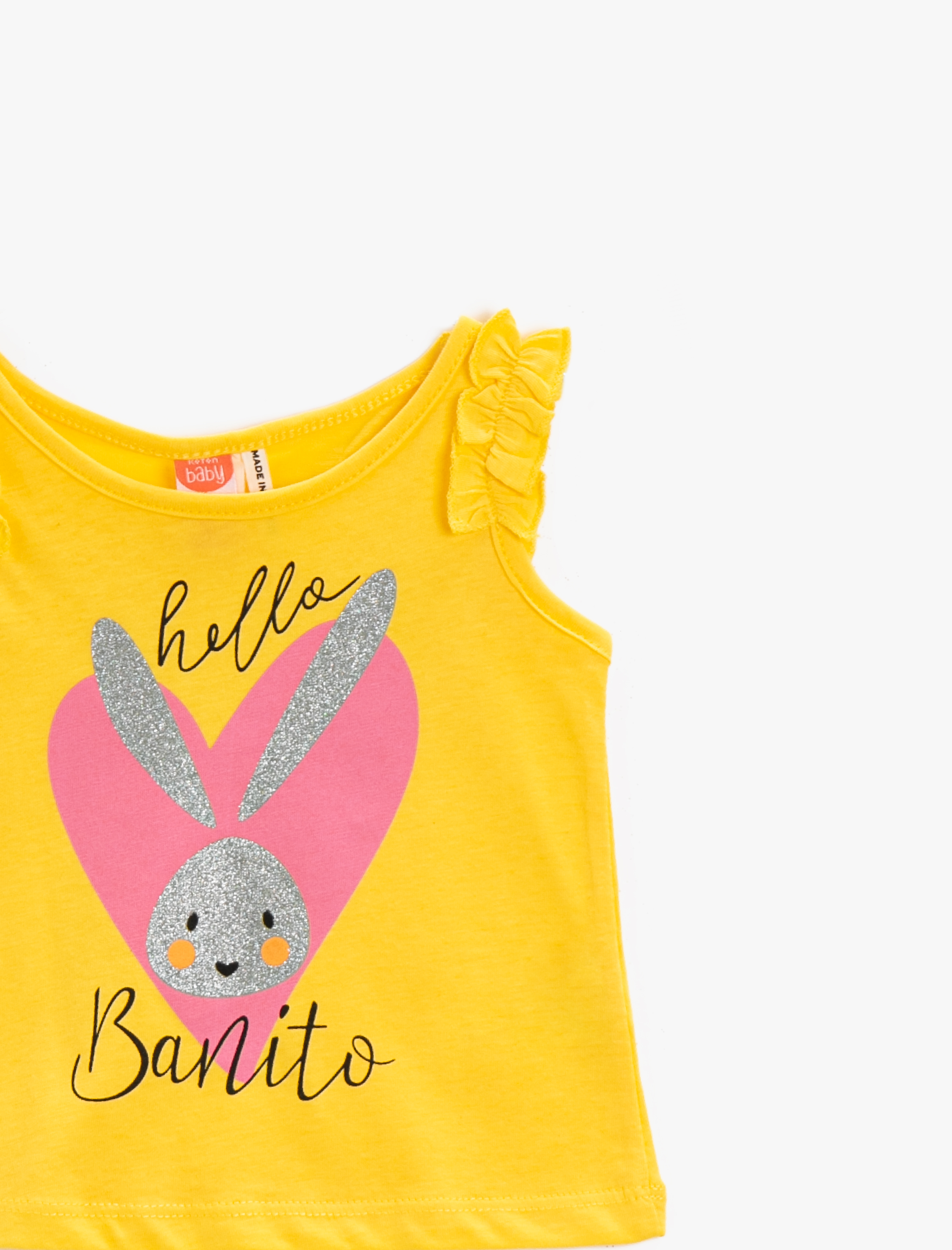  Kız Bebek Fırfırlı Baskılı Atlet Simli