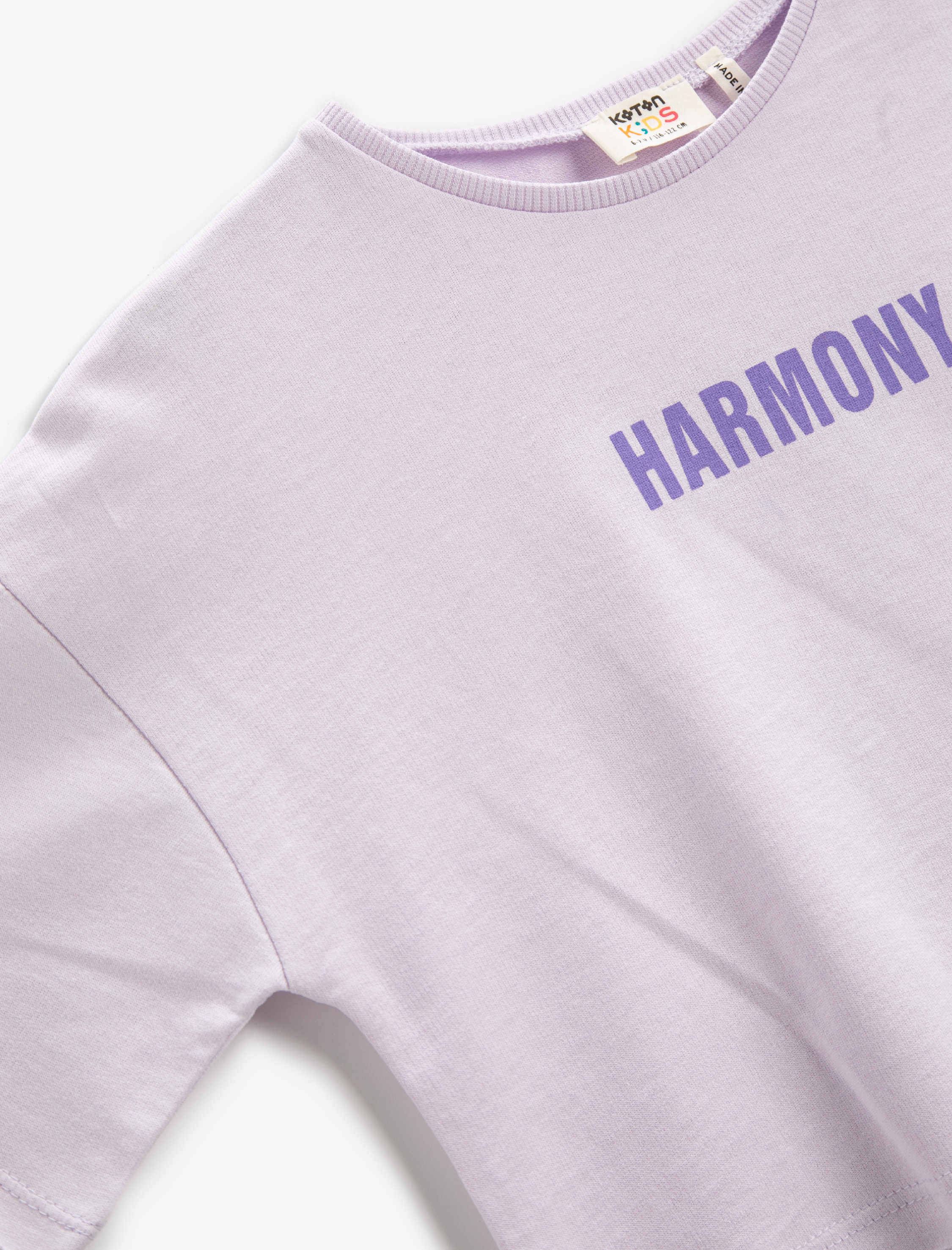  Kız Çocuk Crop Tişört Baskılı Kısa Kollu Bisiklet Yaka Pamuklu