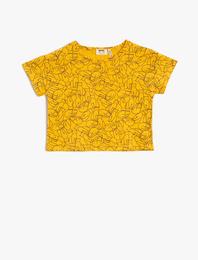 Baskılı Tişört Bisiklet Yaka Kısa Kollu Pamuklu