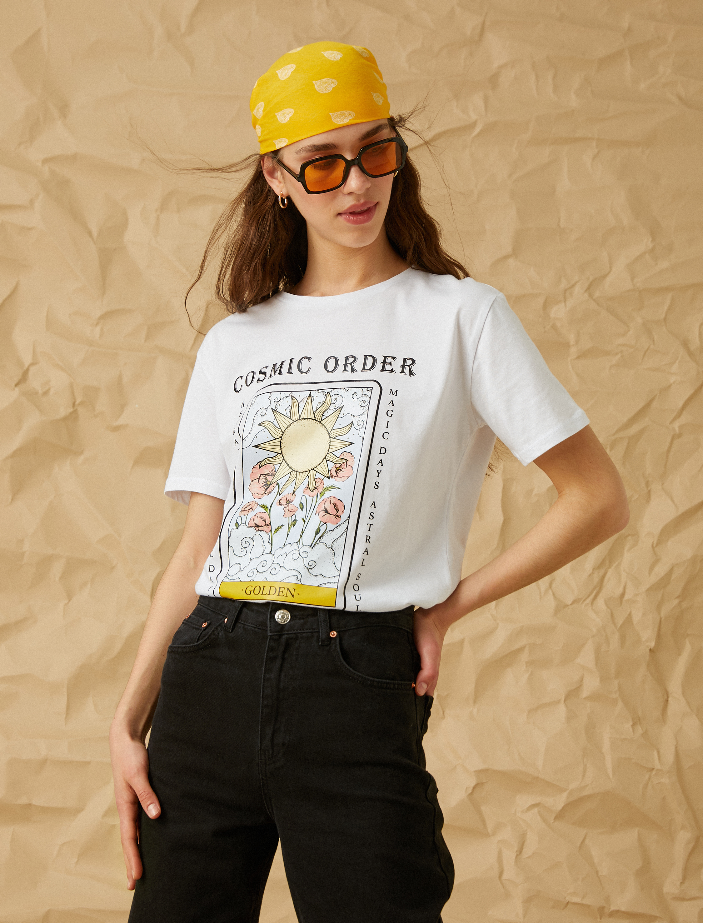   Baskılı Kısa Kollu Pamuklu Tişört