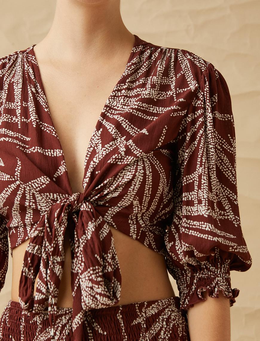   Crop Anvelop Bluz Kısa Kollu