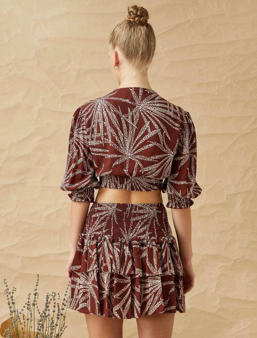   Crop Anvelop Bluz Kısa Kollu