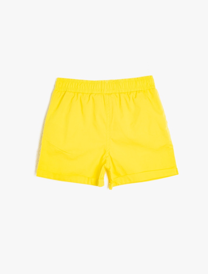 Kız Çocuk Poplin Kumaştan Cepli Süs Fiyonklu Beli Lastikli Kısa Şort