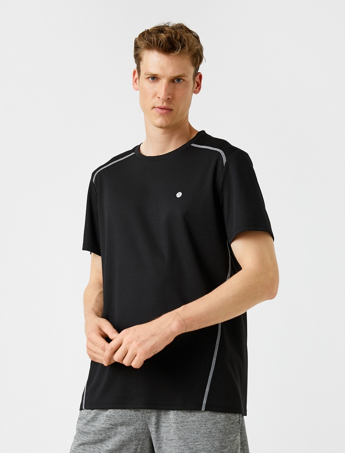  Baskılı Tişört Kısa Kollu Bisiklet Yaka