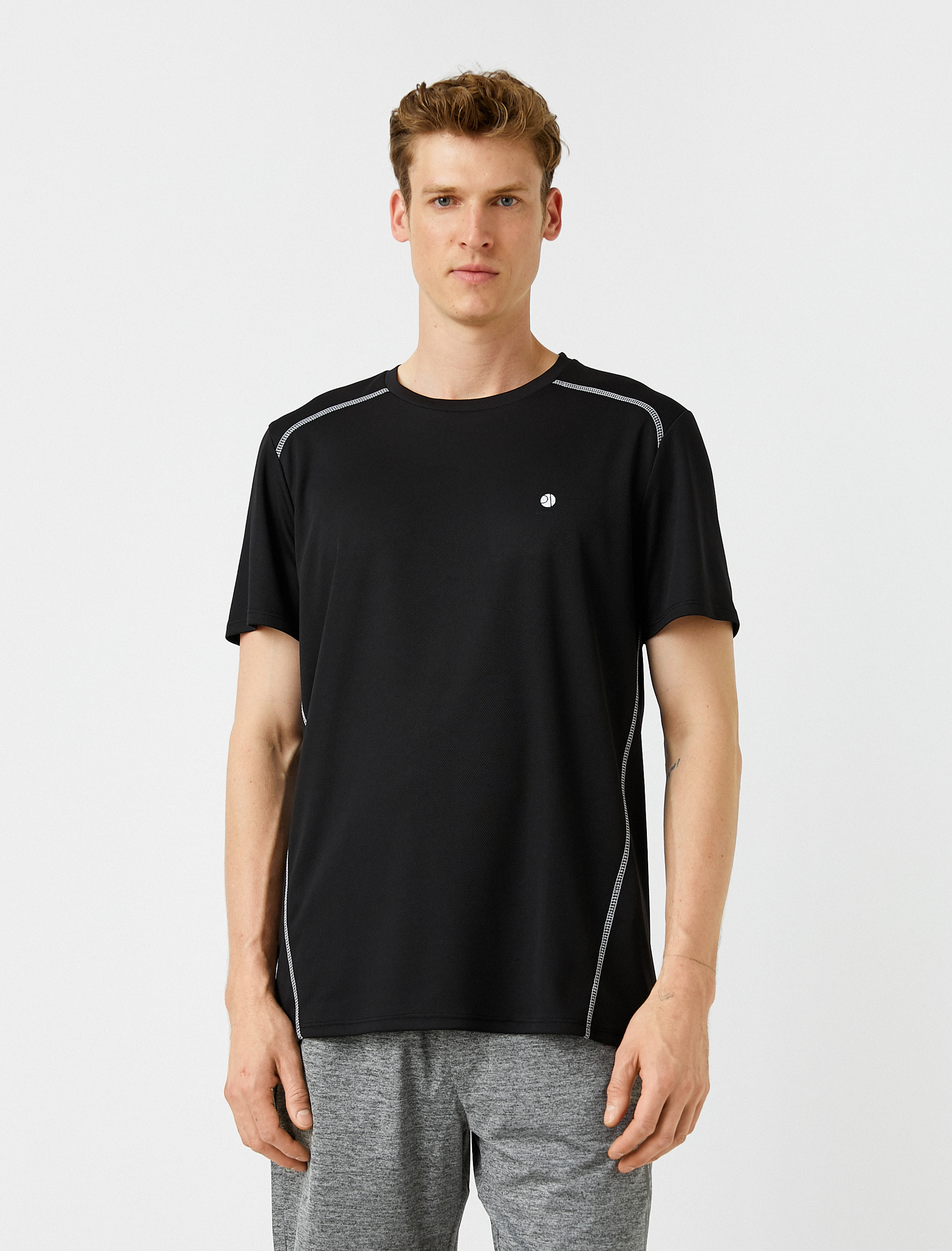   Baskılı Tişört Kısa Kollu Bisiklet Yaka