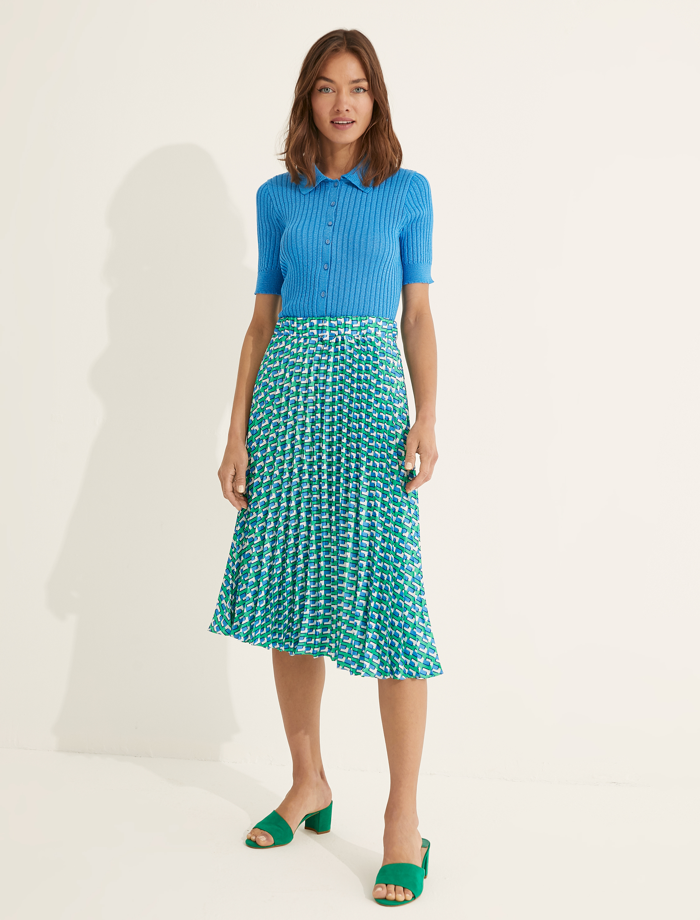   Melis Ağazat X Koton - Desenli Pileli Midi Etek