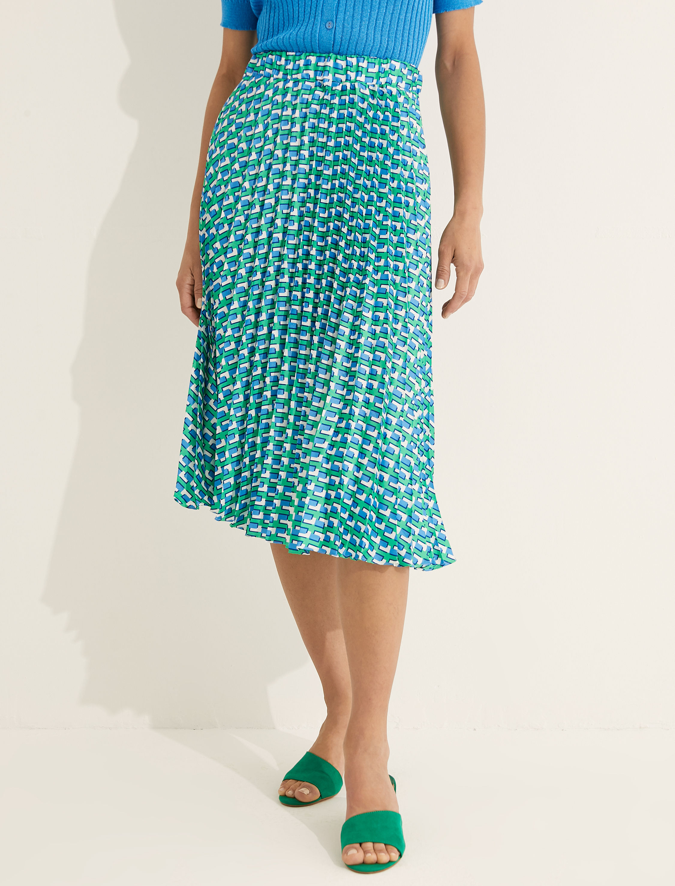   Melis Ağazat X Koton - Desenli Pileli Midi Etek