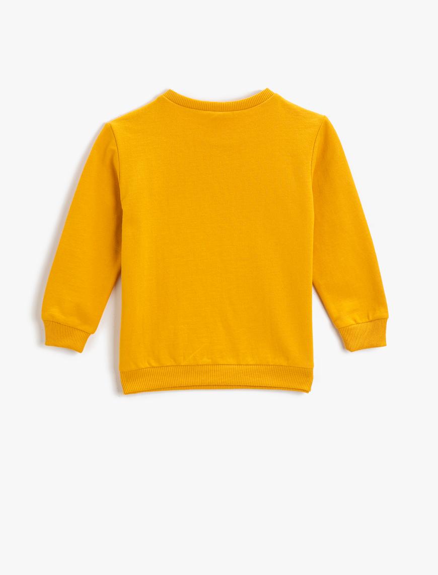  Erkek Çocuk Astronot Baskılı Sweatshirt Uzun Kollu Bisiklet Yaka