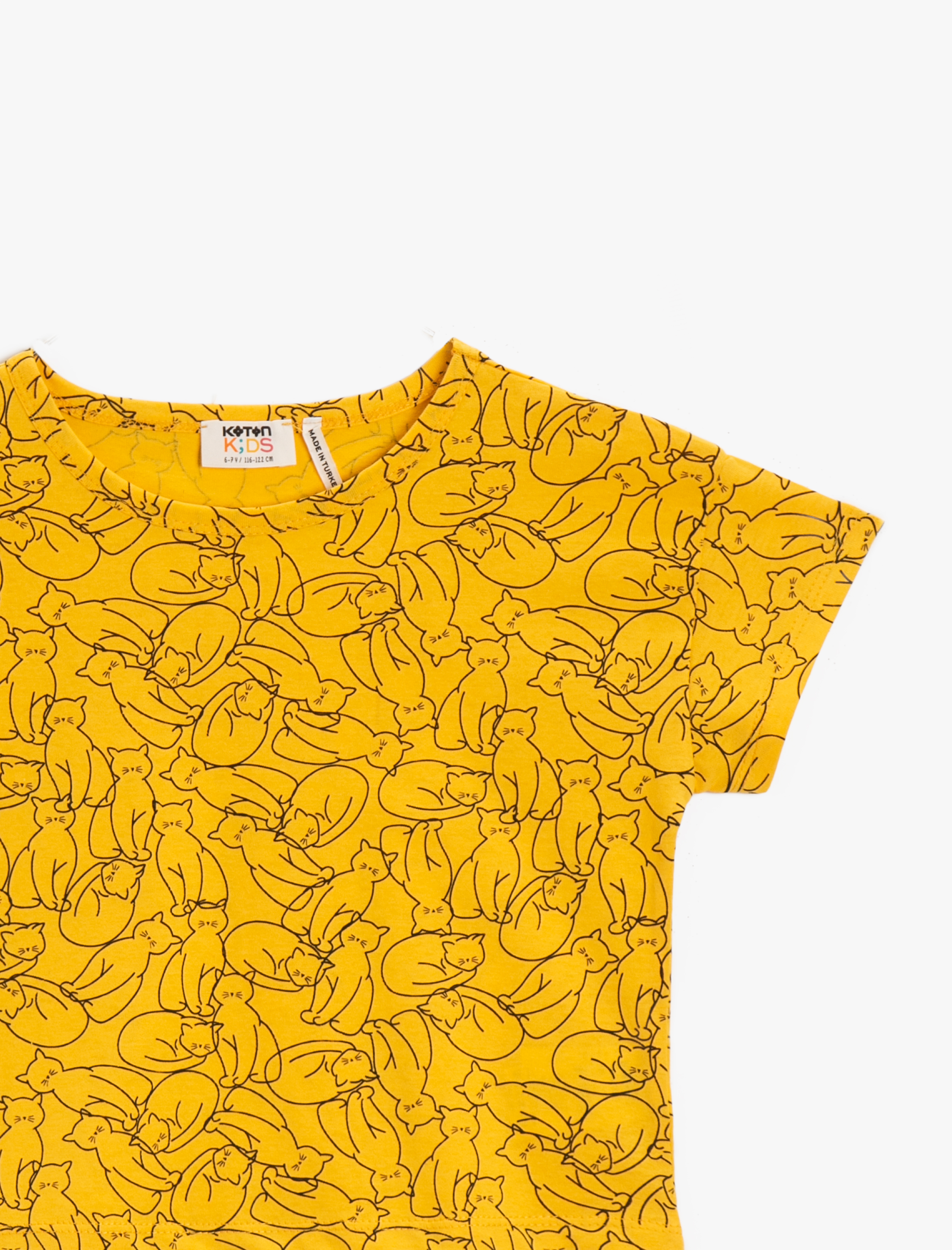  Kız Çocuk Baskılı Tişört Bisiklet Yaka Kısa Kollu Pamuklu