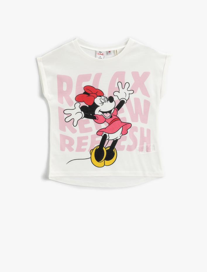 Kız Çocuk Minnie Mouse Lisanslı Baskılı Tişört