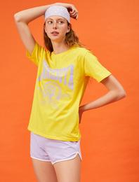 Yazılı Baskılı Tişört Bisiklet Yaka Pamuklu