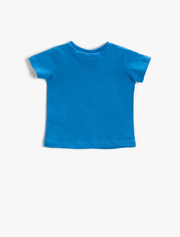 Erkek Bebek Dinozor Baskılı Kısa Kollu Tişört Pamuklu