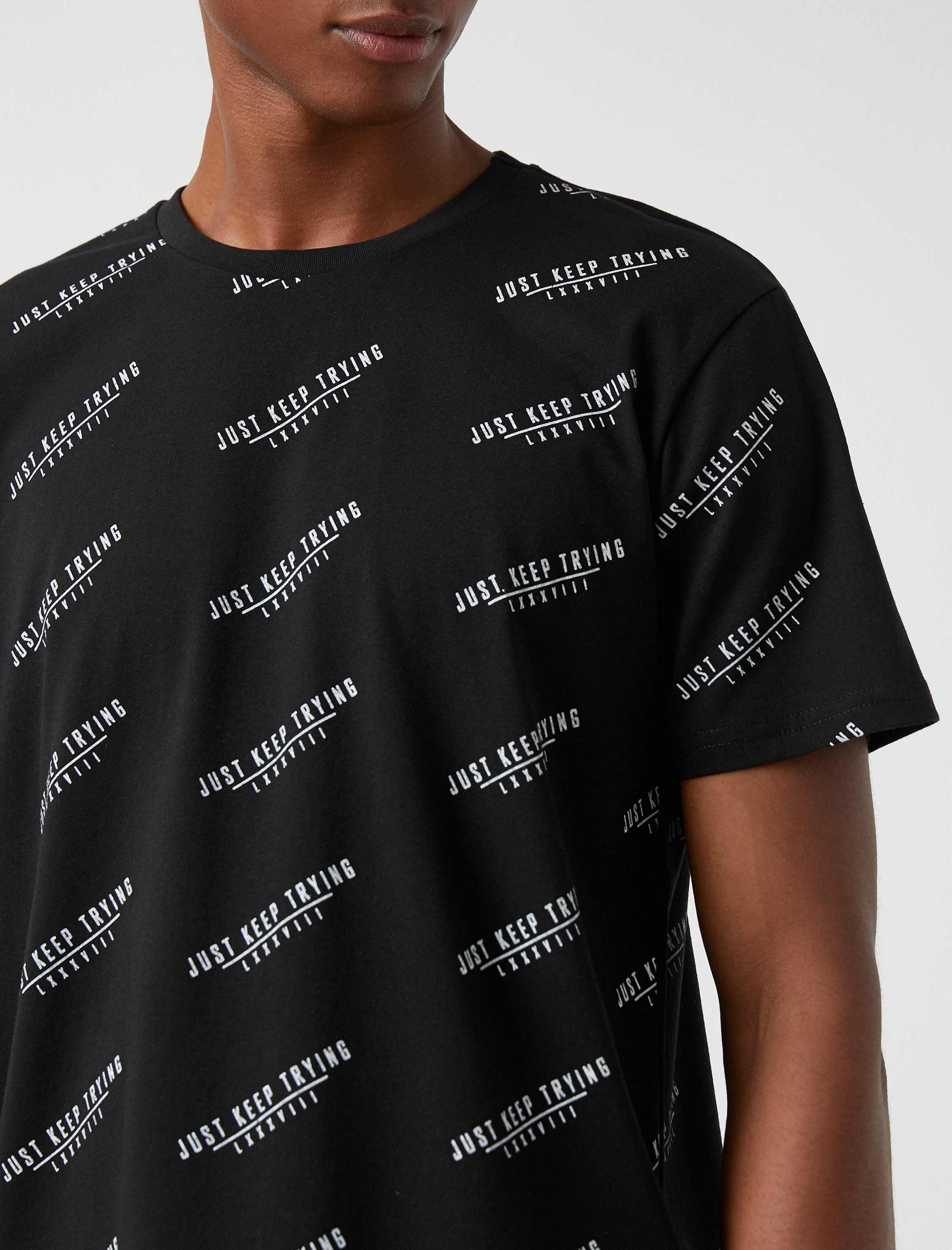   Slogan Baskılı Tişört Bisiklet Yaka