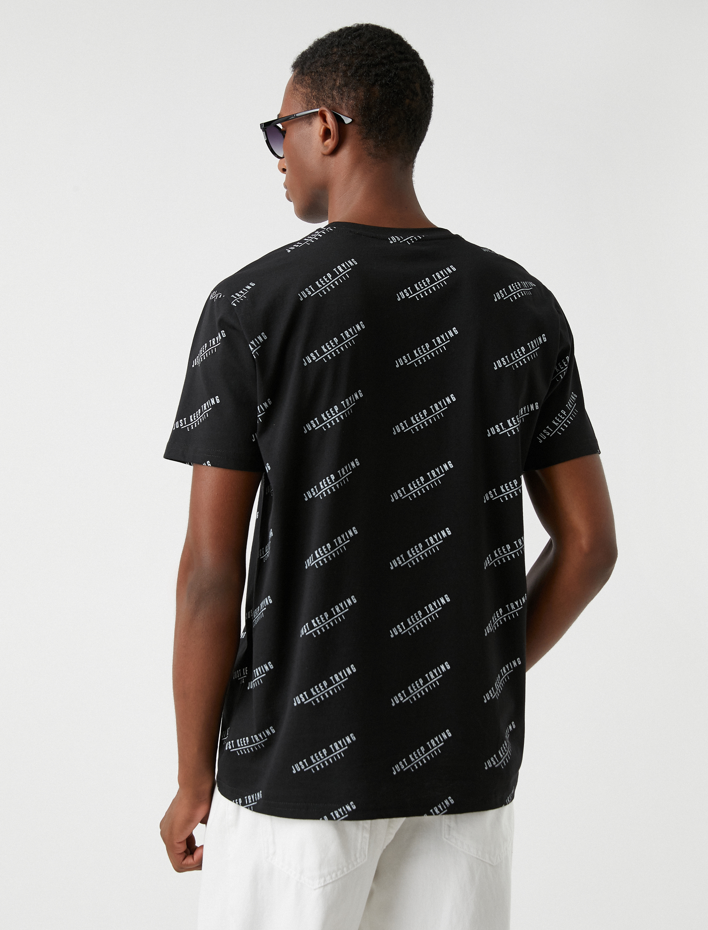   Slogan Baskılı Tişört Bisiklet Yaka