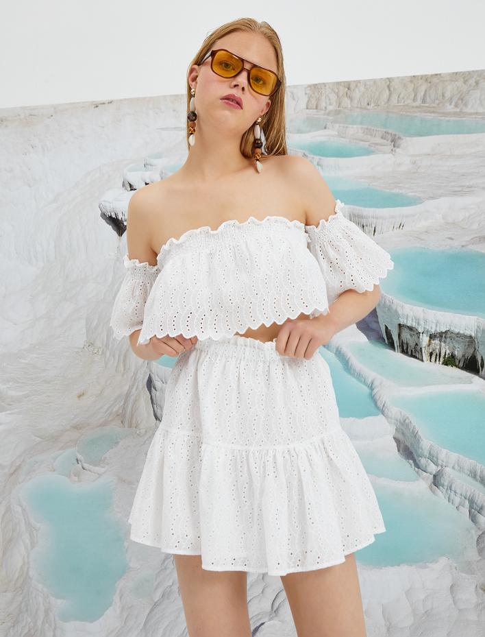  Koton X Şahika Ercümen - Yüksek Bel Fisto Mini Etek