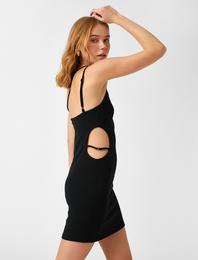 Pencere Detaylı Mini Elbise
