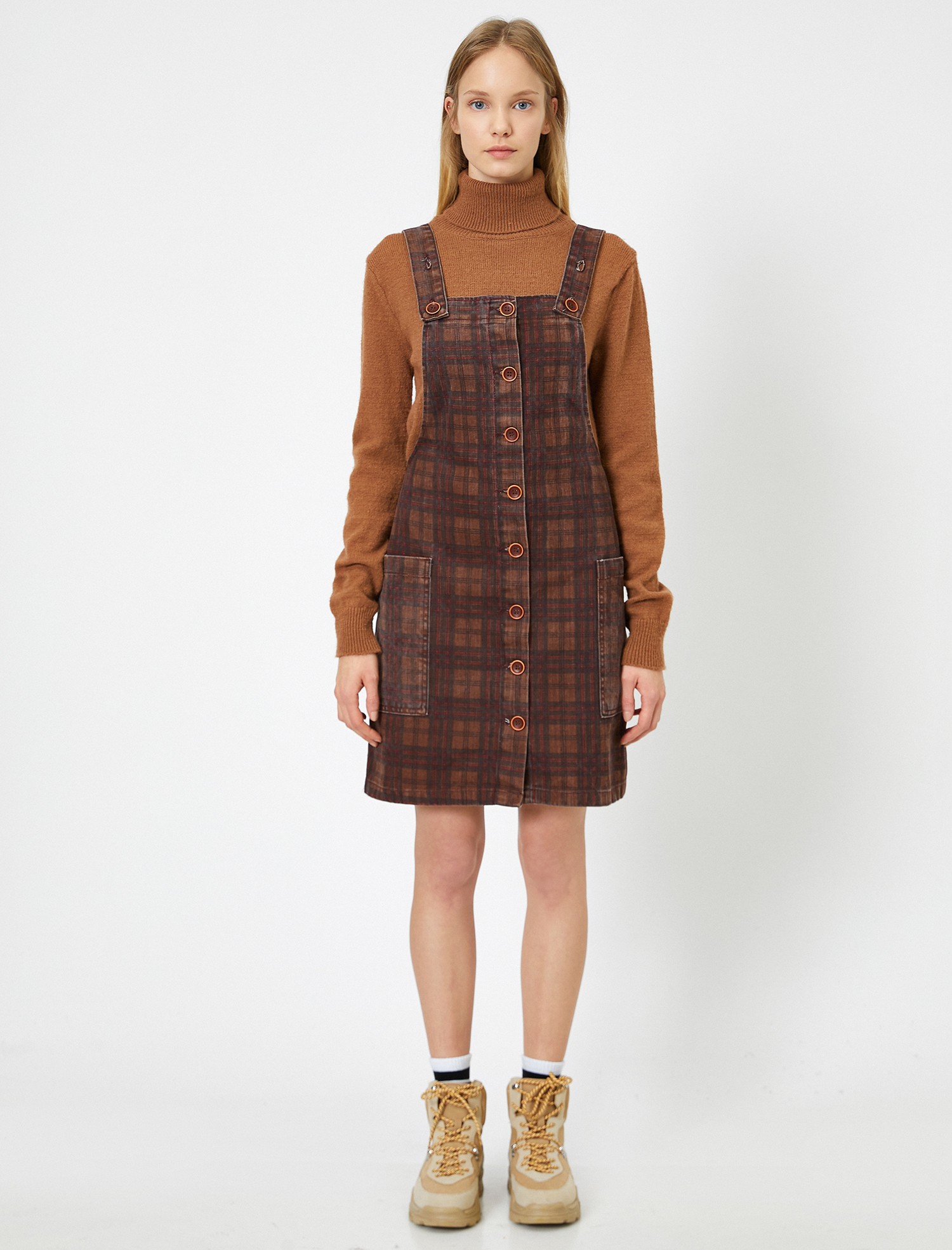 Kareli Salopet Elbise