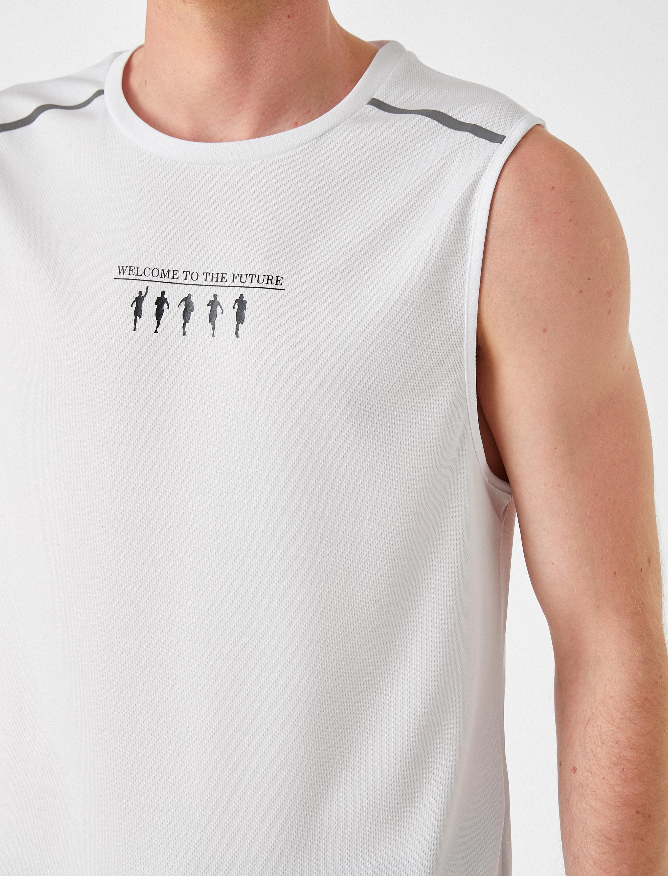   Baskılı Bisiklet Yaka Kolsuz Tişört