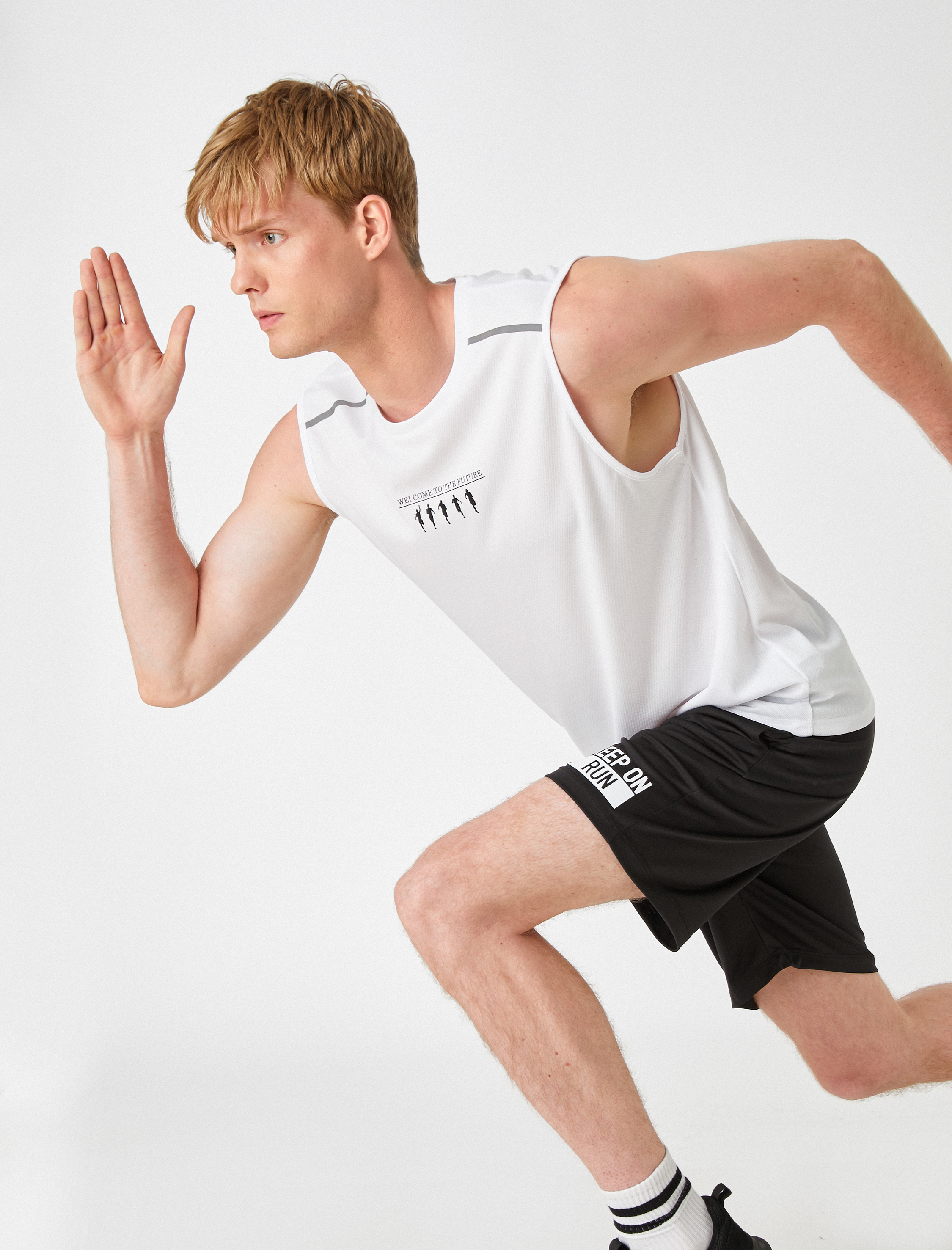   Baskılı Bisiklet Yaka Kolsuz Tişört