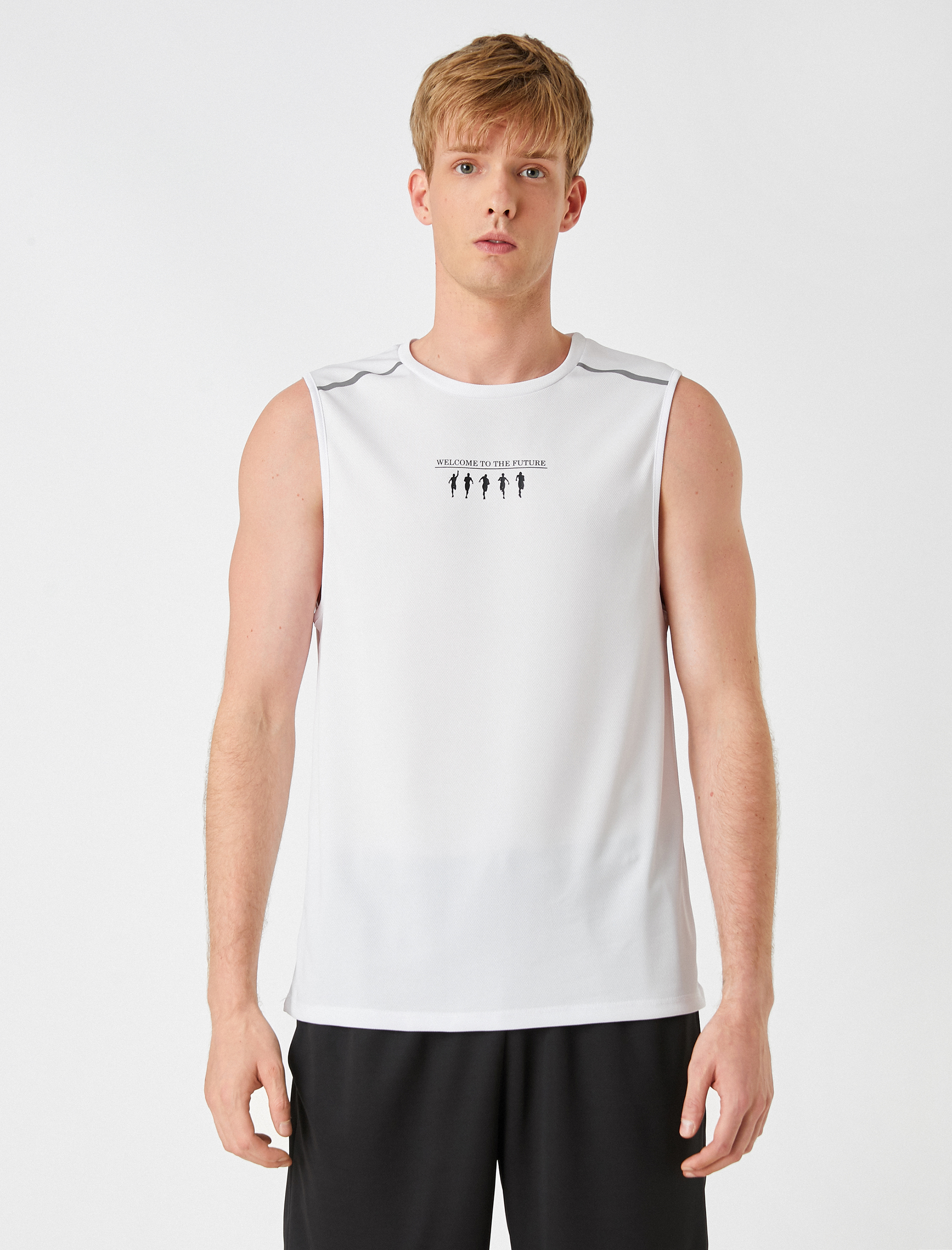   Baskılı Bisiklet Yaka Kolsuz Tişört