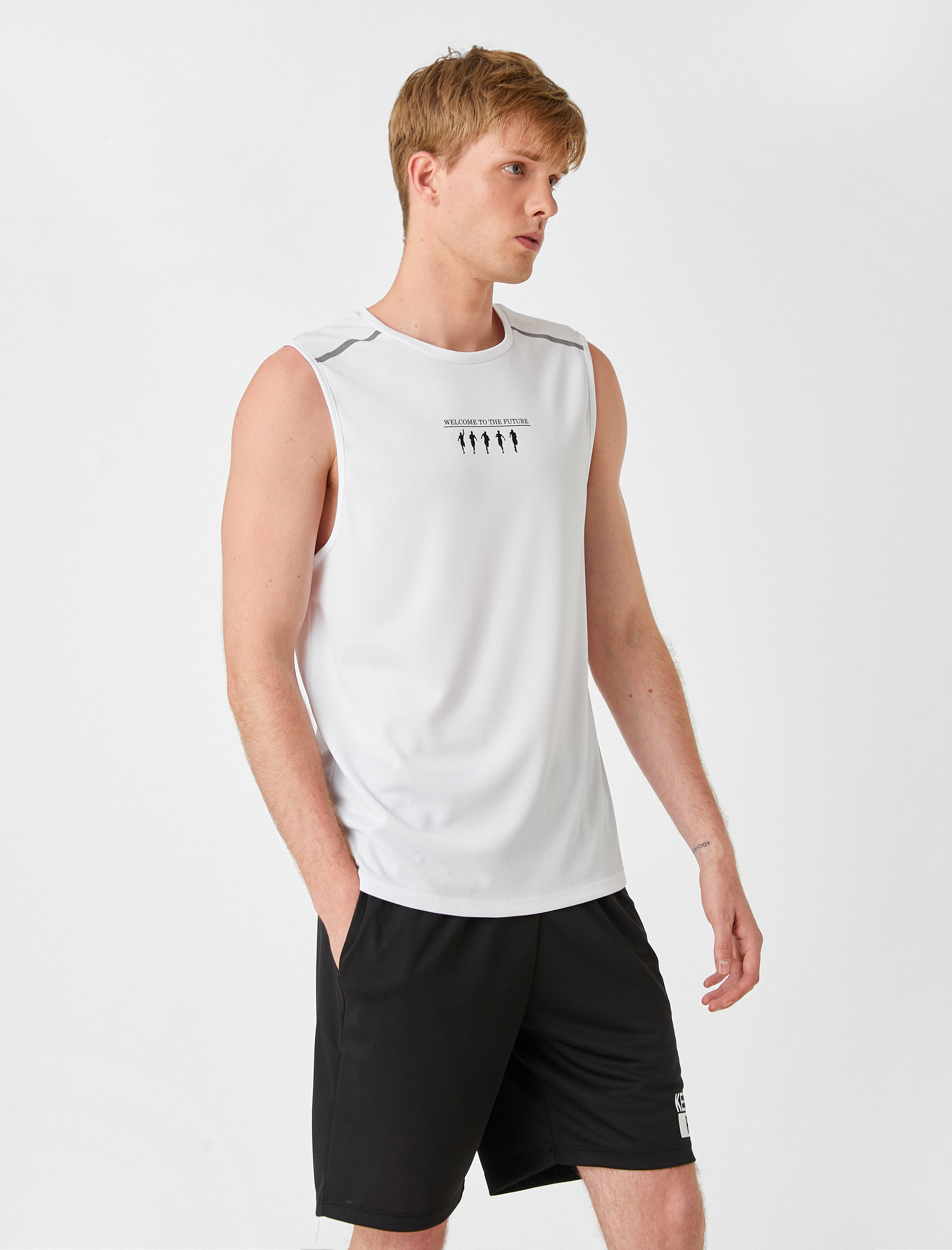   Baskılı Bisiklet Yaka Kolsuz Tişört