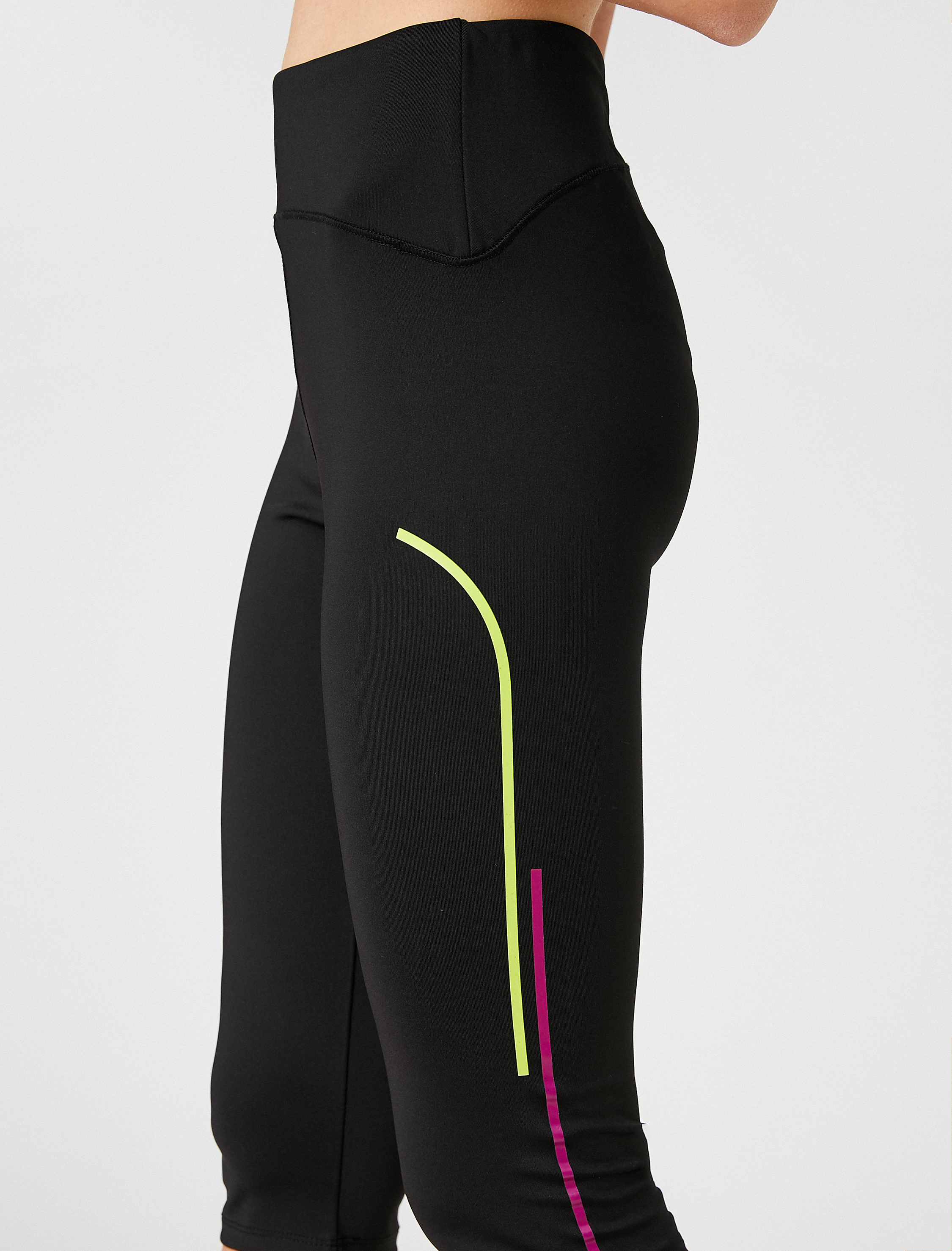   Çizgi Detaylı Biker Tayt