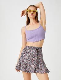 Çiçekli Şort Etek Mini Volanlı