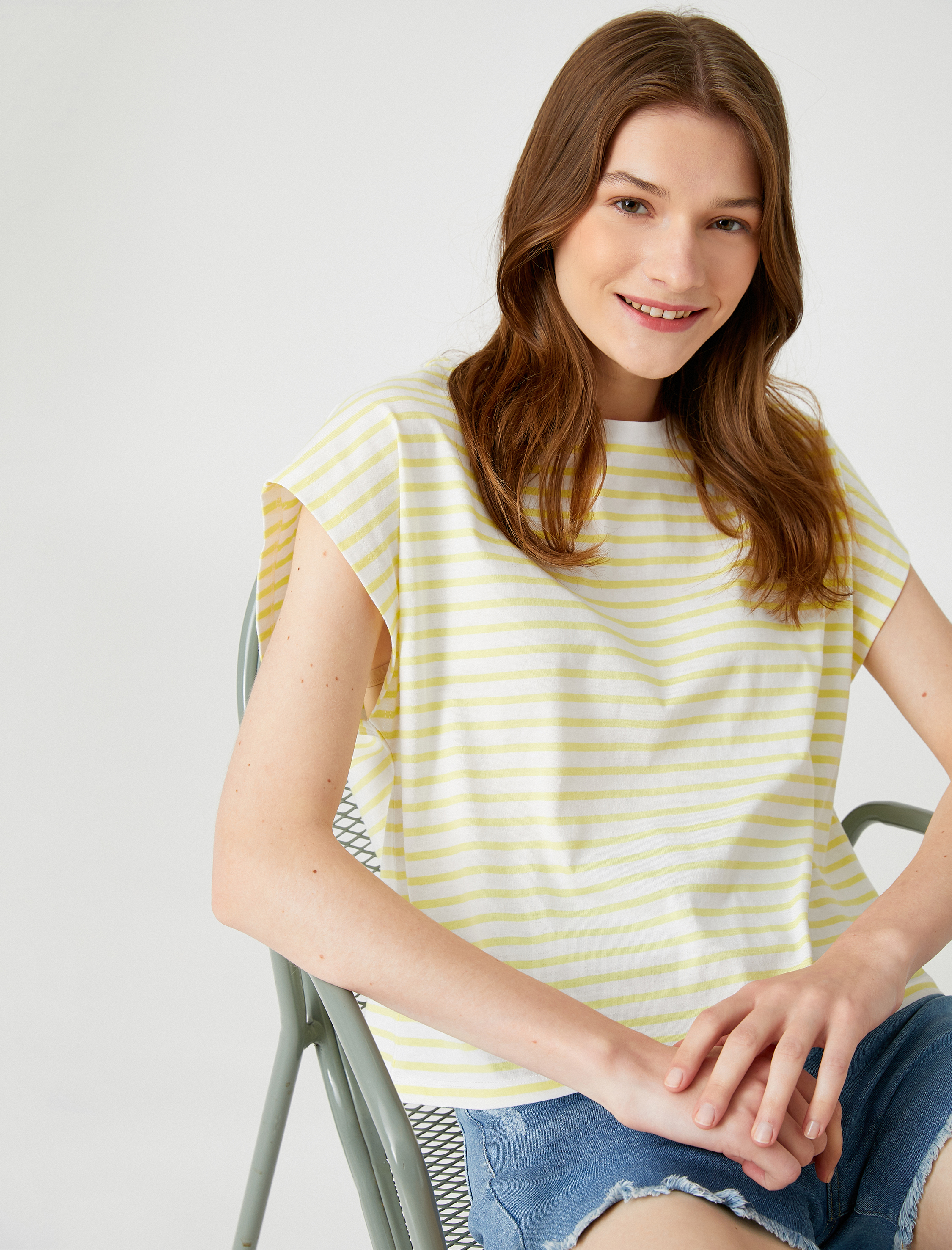   Çizgili Tişört Pamuklu