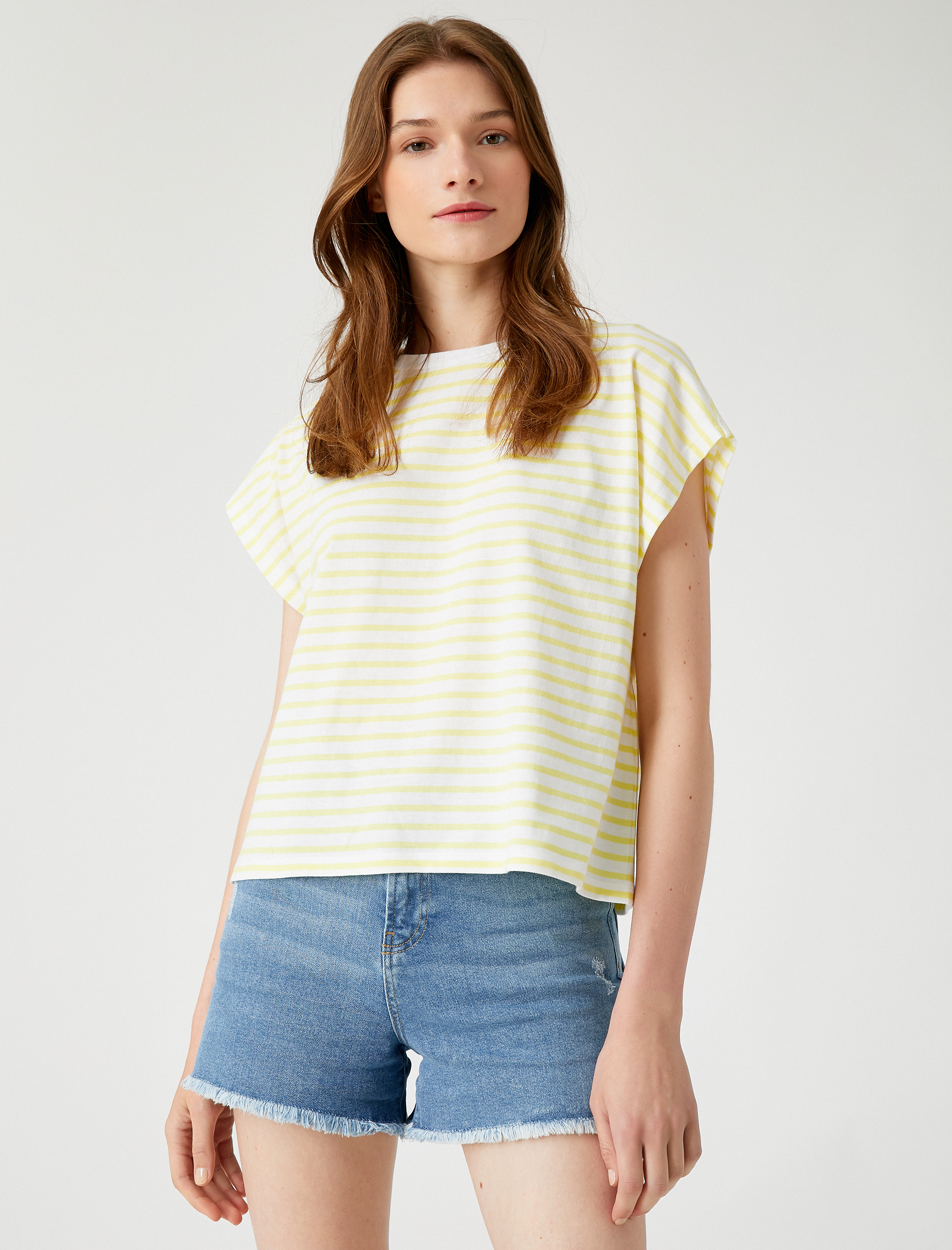   Çizgili Tişört Pamuklu