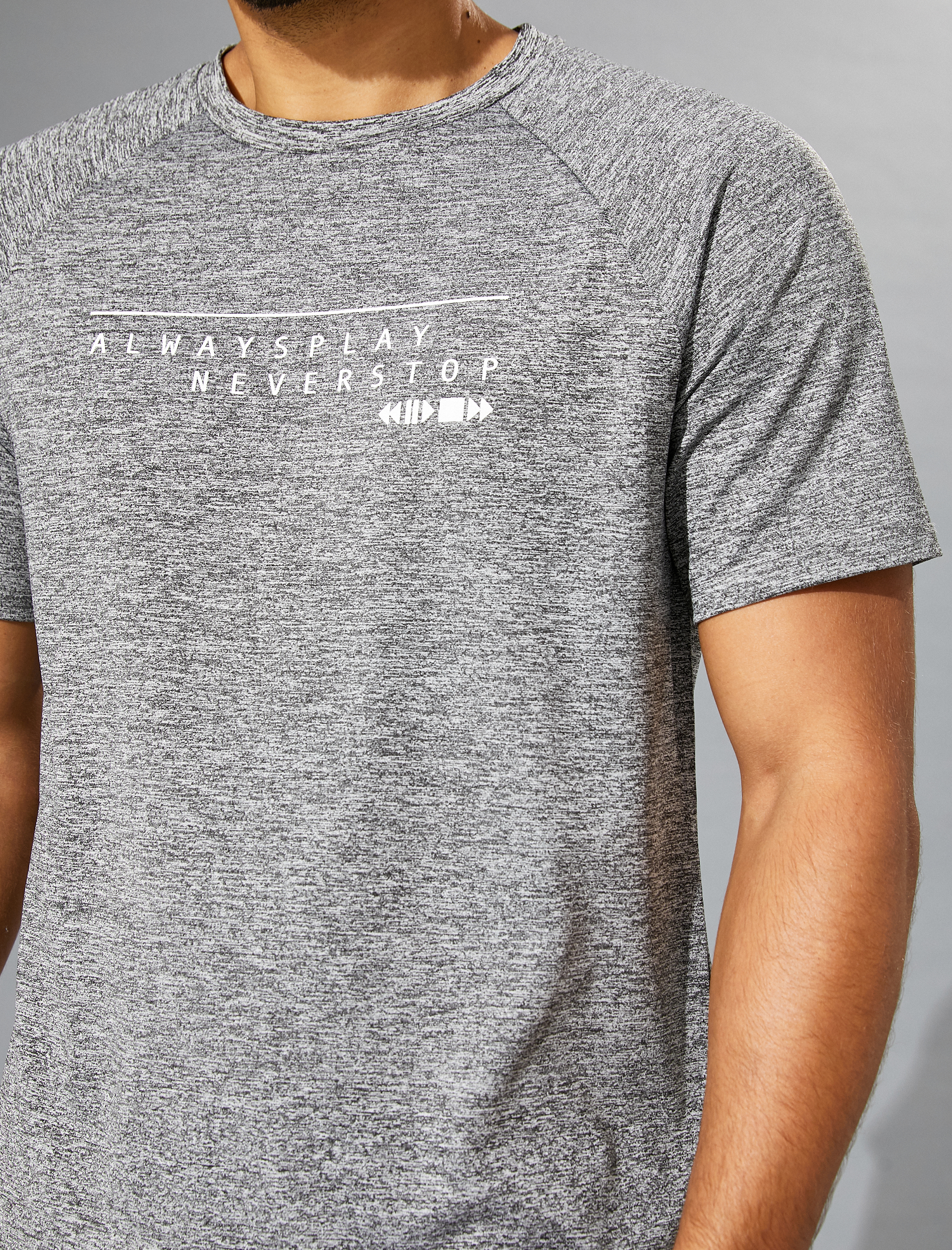   Kırçıllı Spor Tişört Slogan Baskılı