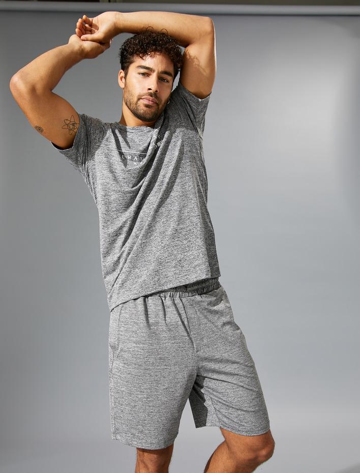  Kırçıllı Spor Tişört Slogan Baskılı