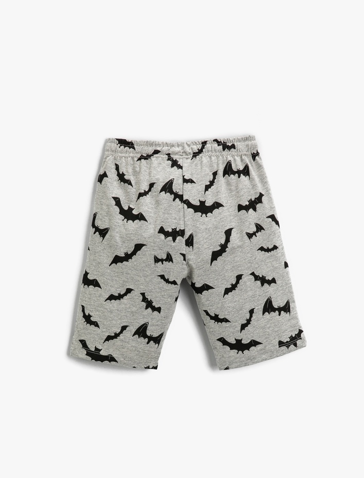 Erkek Çocuk Batman Baskılı Lisanslı Şort Pamuklu Beli Bağcıklı