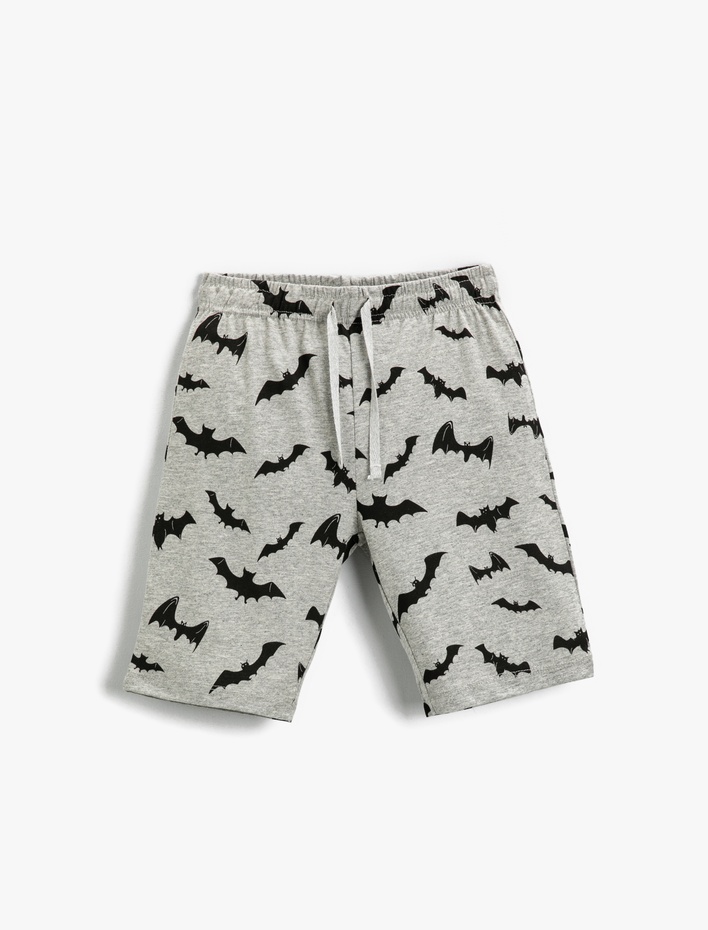 Erkek Çocuk Batman Baskılı Lisanslı Şort Pamuklu Beli Bağcıklı
