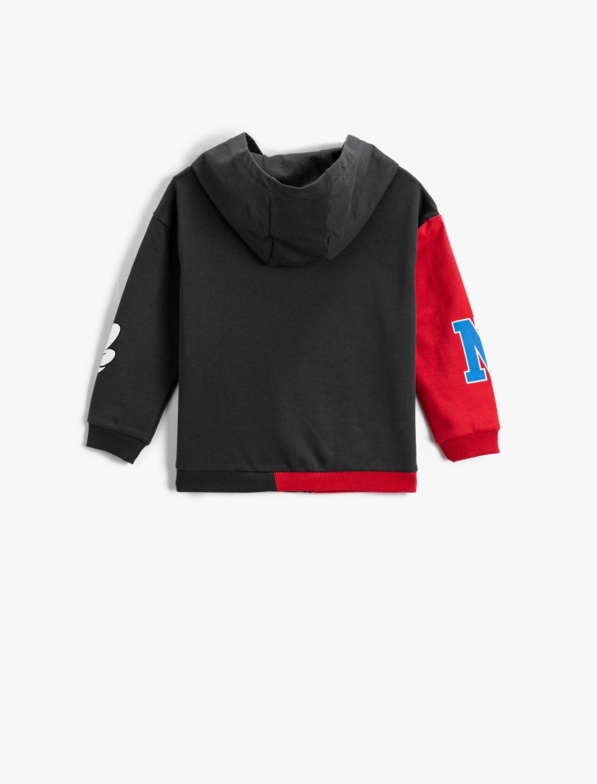  Erkek Bebek Kapüşonlu Sweatshirt Fermuarlı Cepli Renk Bloklu Pamuklu