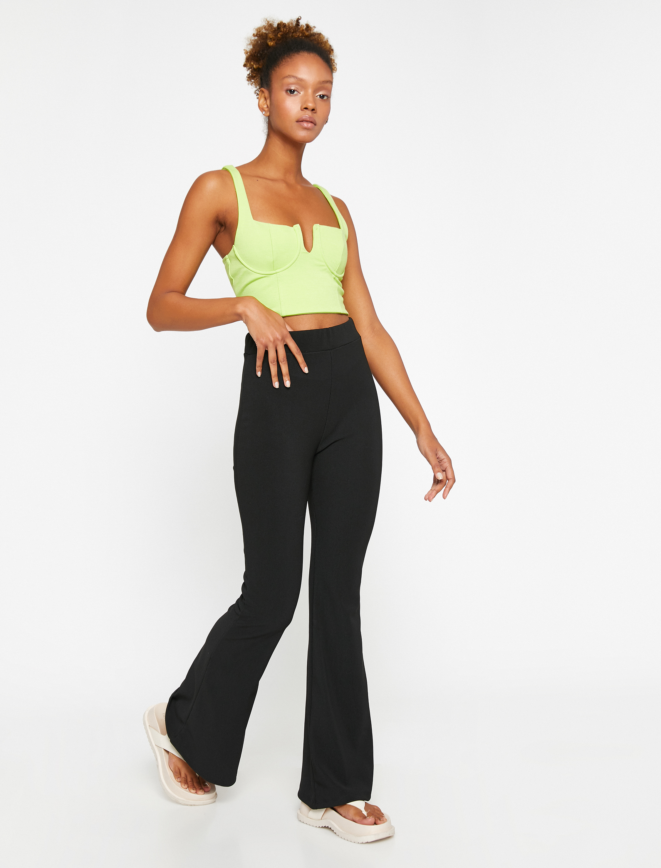   İspanyol Paça Pantolon Yüksek Bel