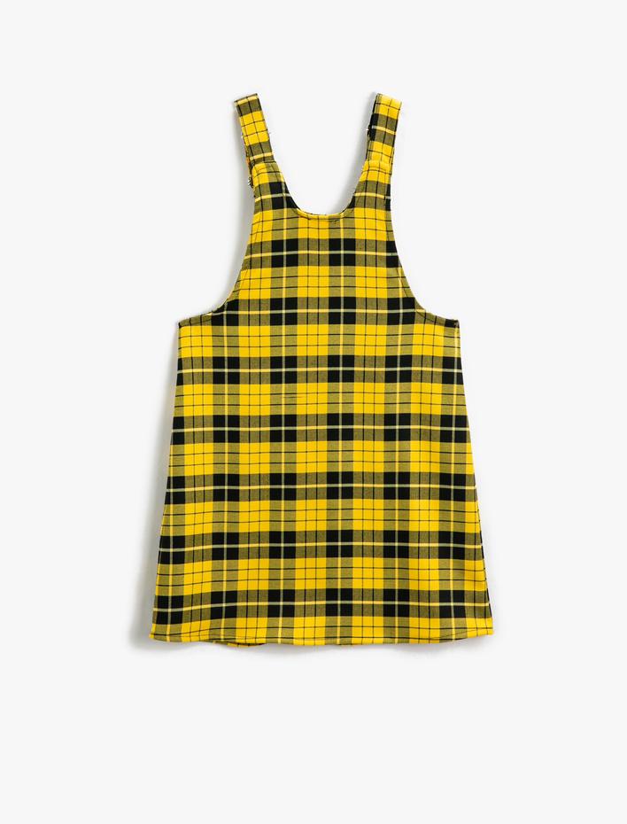 Kız Çocuk Salopet Elbise Ayarlanabilir Askılı Cep Detaylı