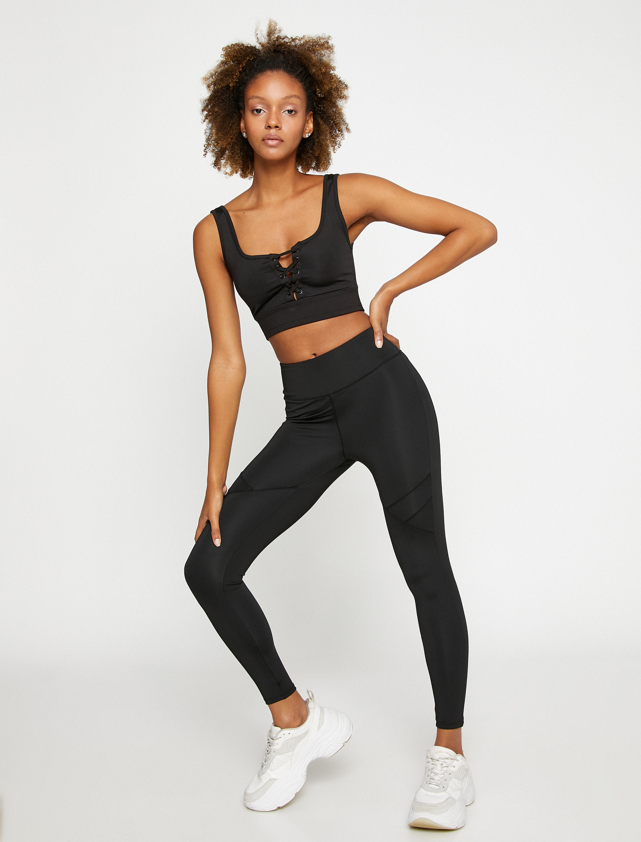   Dikiş Detaylı Spor Tayt Yüksek Bel