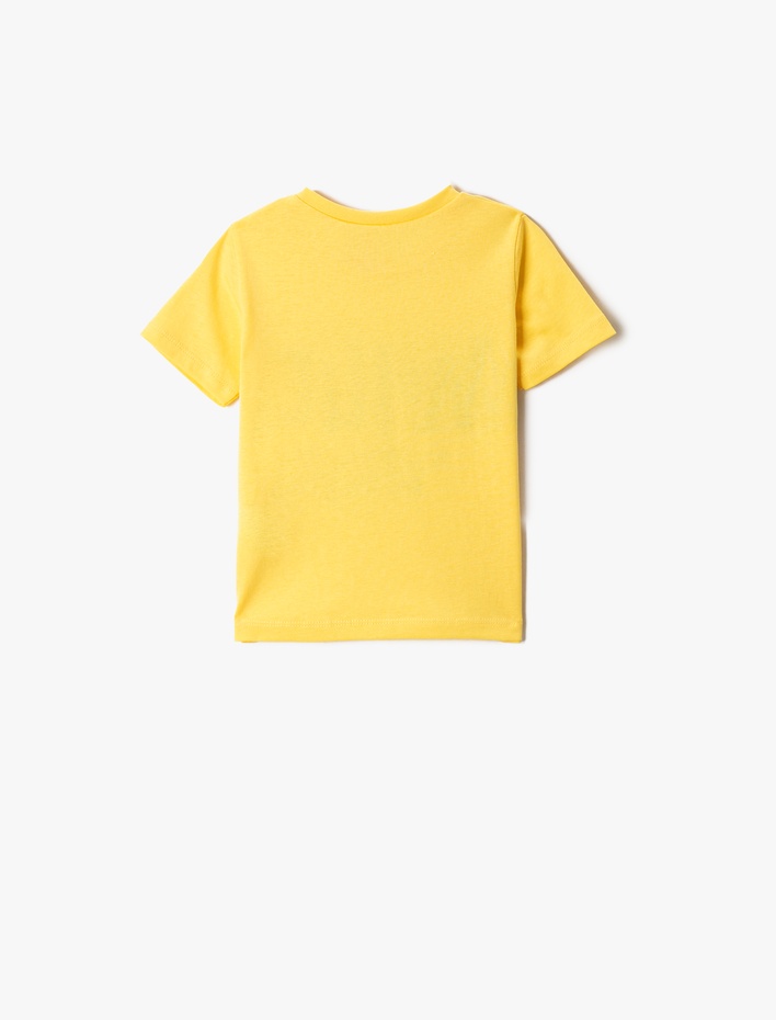 Erkek Bebek Grafik Hayvan Baskılı Kısa Kollu Tişört Bisiklet Yaka Pamuklu