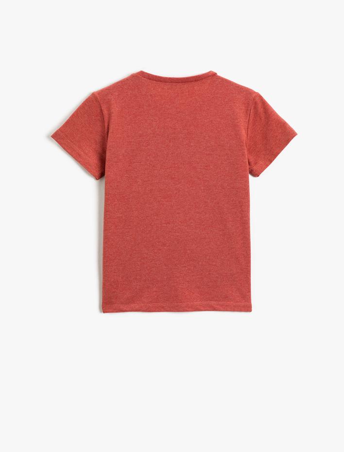 Erkek Çocuk Kaplan Baskılı Kısa Kollu Tişört Bisiklet Yaka