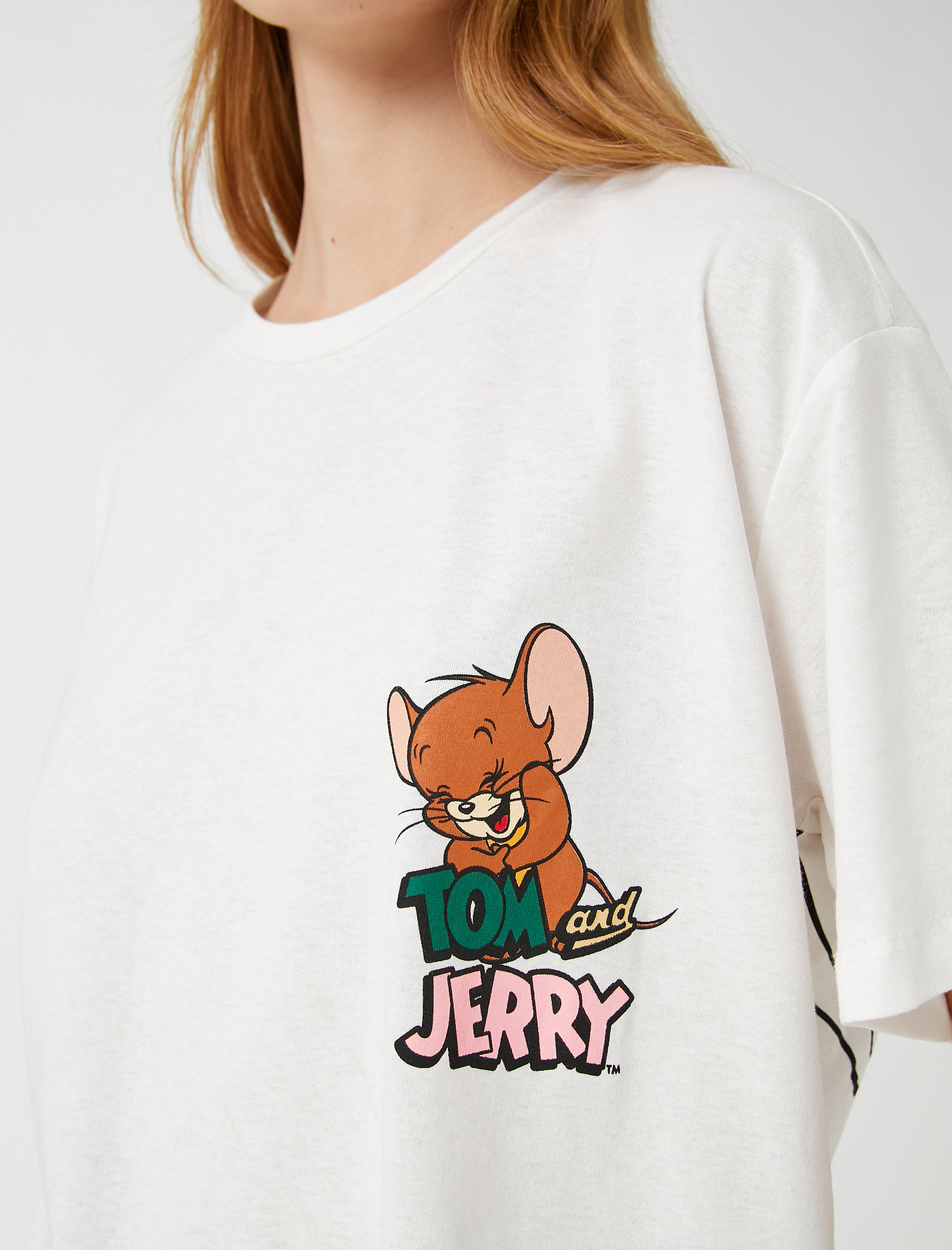   Tom ve Jerry Lisanslı Tişört Kısa Kollu Pamuklu Bisiklet Yaka